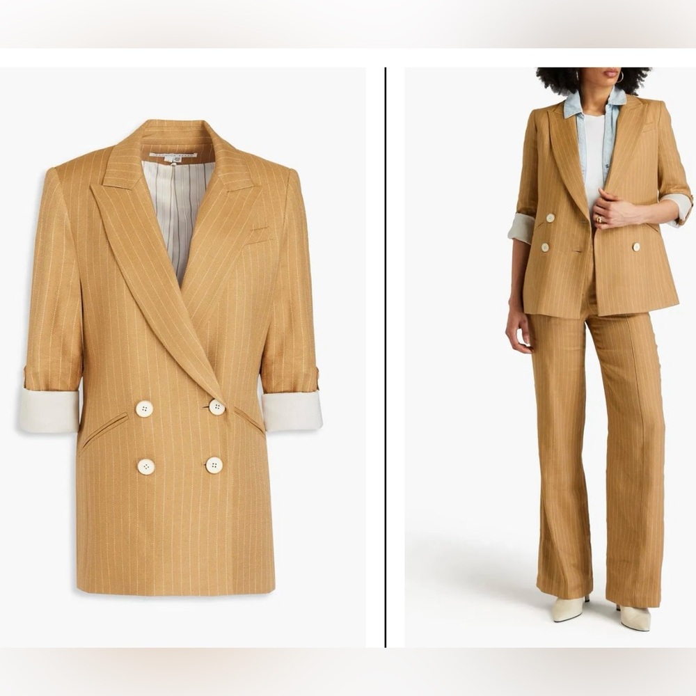 Veronica Beard Parineti Pinstriped Linen-blend Twill Blazer